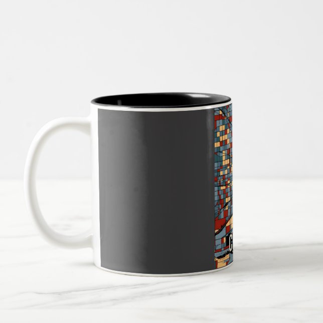 Chicago City Map - Earthtone Abstract Art Print  Two-Tone Coffee Mug (Left)