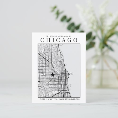 Chicago City Map  Location Marker Postcard