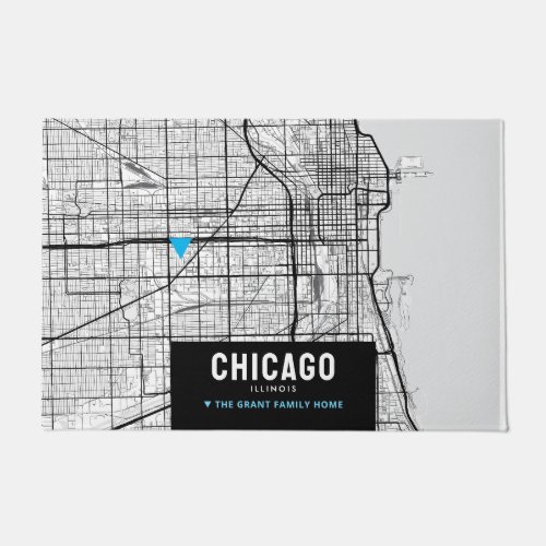 Chicago City Map  Mark Your Home Location Doormat