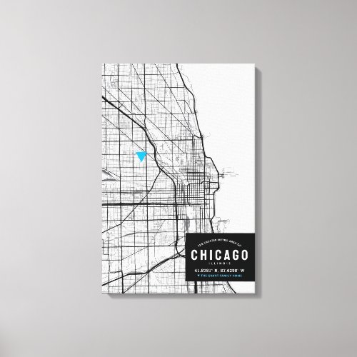 Chicago City Map  Mark Your Location Canvas Print