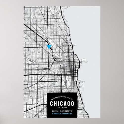 Chicago City Map  Mark Your Location Poster