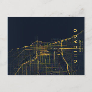 Chicago City Map Minimal Postcard