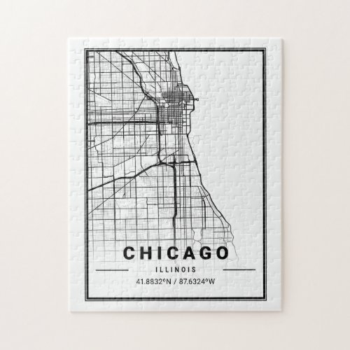 Chicago City Map  Modern Minimalist Drawing Jigsaw Puzzle