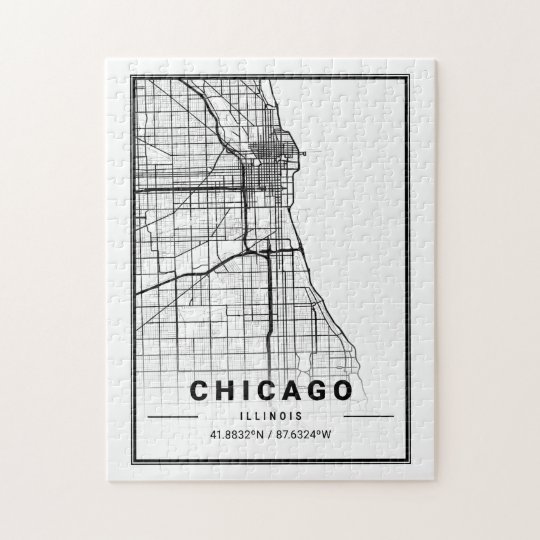 Chicago City Map | Modern Minimalist Drawing Jigsaw Puzzle | Zazzle.com