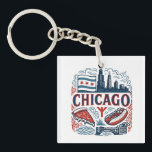 Chicago city pride keychain<br><div class="desc">This design captures that perfect Chicago spirit with all the official city symbols rendered with incredible artistic craftsmanship! It's got that beautiful balance you mentioned - sophisticated enough for serious city pride while being visually stunning and popular for merchandise.</div>