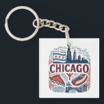 Chicago city pride keychain<br><div class="desc">This design captures that perfect Chicago spirit with all the official city symbols rendered with incredible artistic craftsmanship! It's got that beautiful balance you mentioned - sophisticated enough for serious city pride while being visually stunning and popular for merchandise.</div>