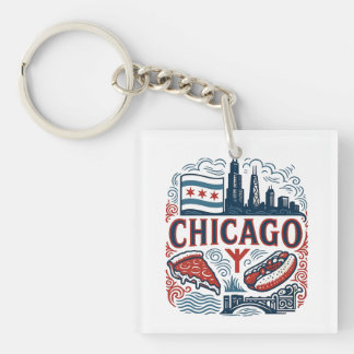 Chicago city pride keychain