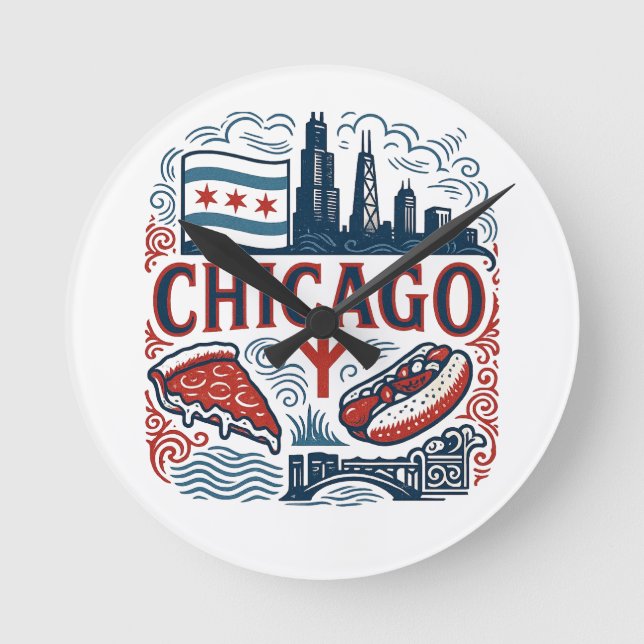 Chicago city pride round clock (Front)