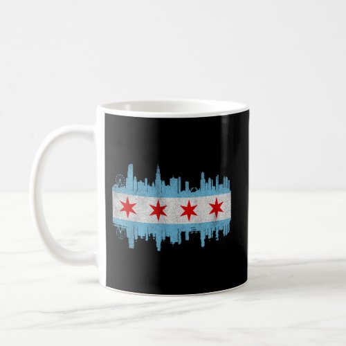 Chicago City Skyline Flag _ Chicago City Distresse Coffee Mug