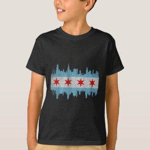 Chicago City Skyline Flag - Vintage Chicago City D T-Shirt