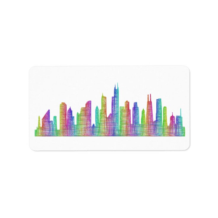 Chicago city skyline label Zazzle