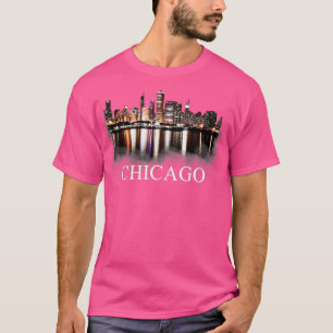 Chicago City Skyline Lights At Night Chicago Illin T-Shirt