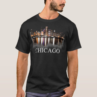 Chicago City Skyline Lights At Night Chicago Illin T-Shirt