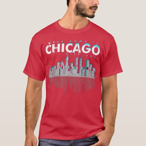 Chicago City Skyline Lights at Night Urban Cover A T_Shirt
