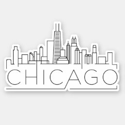 chicago city skyline line drawing modern sticker
