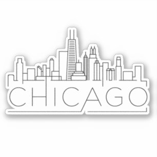 chicago city skyline line drawing modern sticker