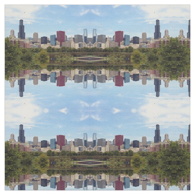 Chicago City Skyline Photo Fabric (Swatch)