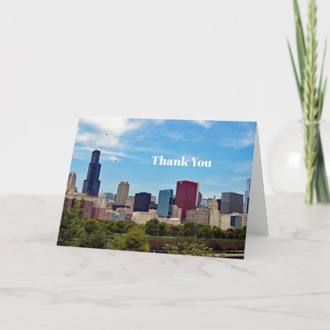 Chicago City Skyline Photo Thank You Card (Front)