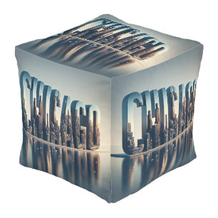 Chicago City Skyline Pouf