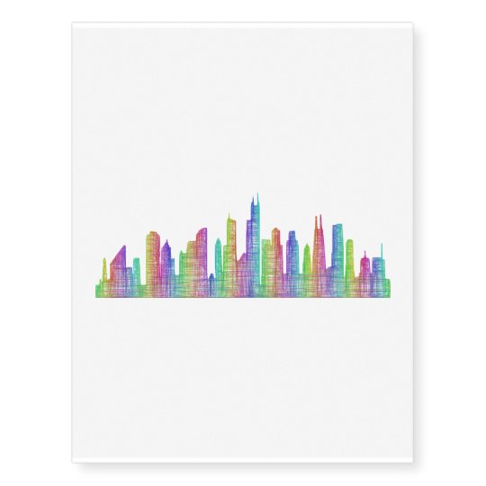 Chicago city skyline temporary tattoos
