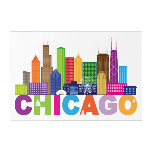 Chicago City Skyline Typography Acrylic Print