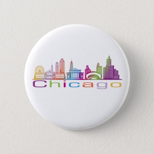 Chicago City Skyline Typography Hoodie Button