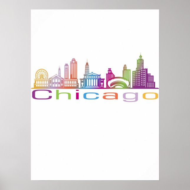 Chicago City Skyline Typography Hoodie Poster (Front)
