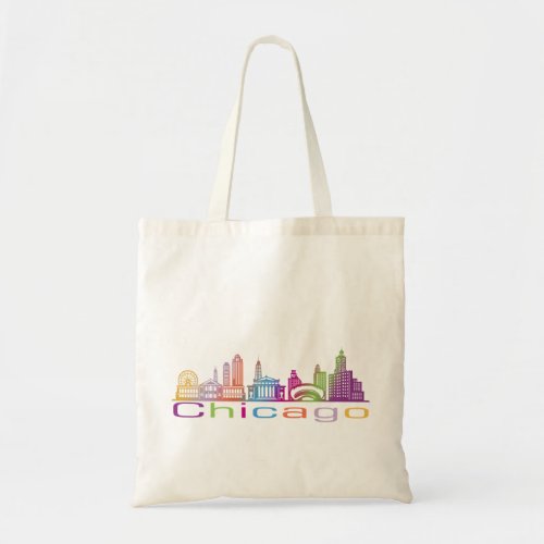 Chicago City Skyline Typography Hoodie Tote Bag