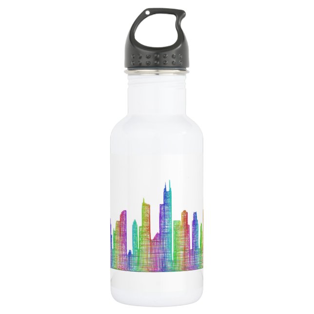 Chicago city skyline water bottle (Front)