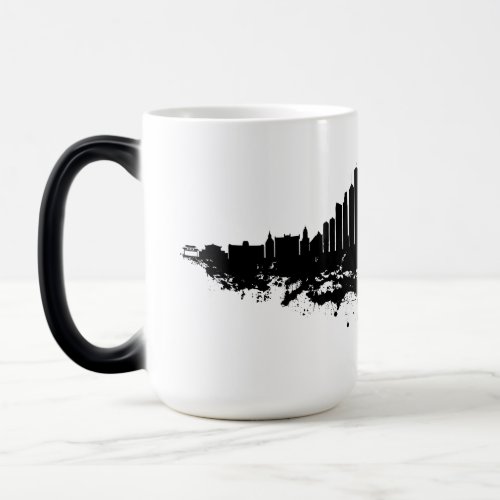 Chicago City Skyline Watercolor Black and White Magic Mug