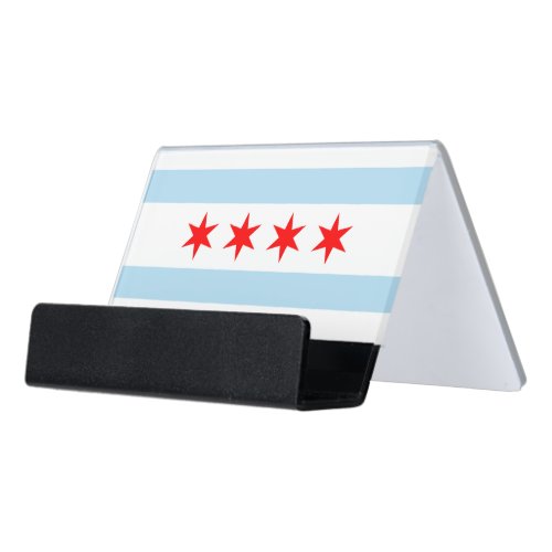 Chicago City State  Chicago Flag  USA Desk Business Card Holder