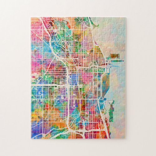 Chicago City Street Map Jigsaw Puzzle