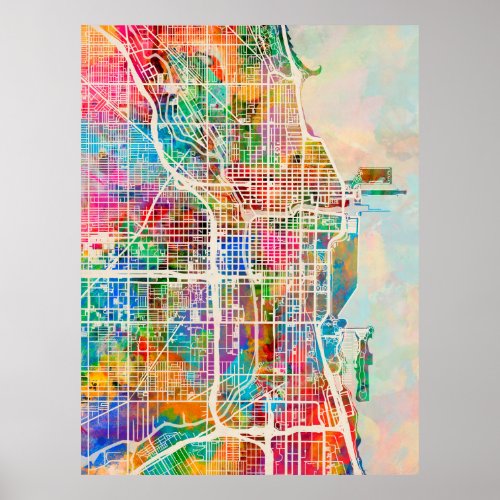 Chicago City Street Map Poster