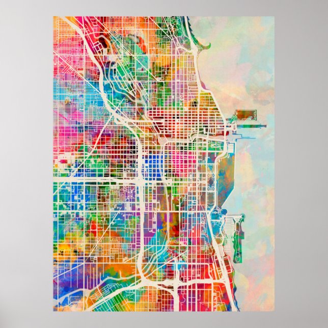 Chicago City Street Map Poster (Front)
