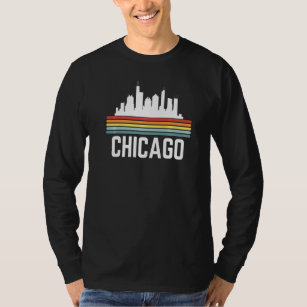 Chicago City Usa Skyline Silhouette Vintage Retro T-Shirt
