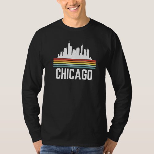 Chicago City Usa Skyline Silhouette Vintage Retro T_Shirt