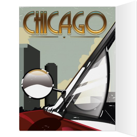 Chicago City vintage auto travel poster (Inside (Left))