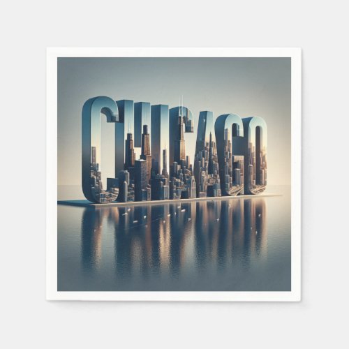 Chicago City Water Reflection Napkins
