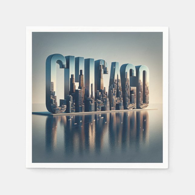 Chicago City Water Reflection Napkins (Front)
