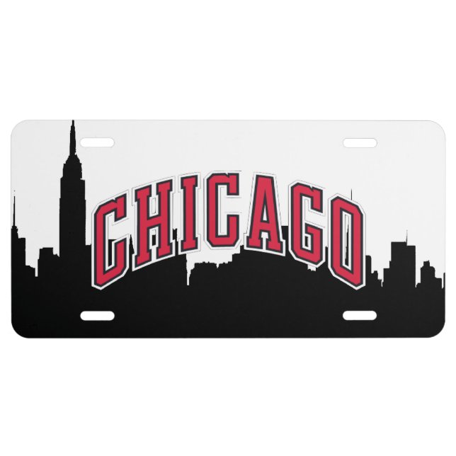 Chicago Cityscape Aluminum License Plate (Front)