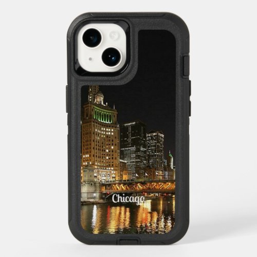 Chicago cityscape at night OtterBox iPhone 14 case