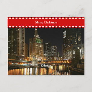 Chicago cityscape, Christmas greetings Postcard