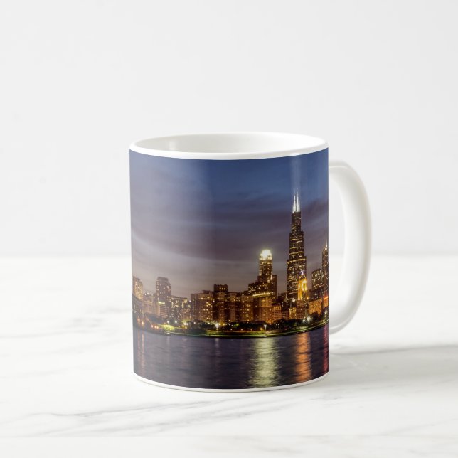 Chicago Cityscape Night Coffee Mug (Front Right)