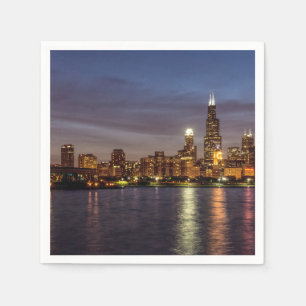 Chicago Cityscape Night Napkins
