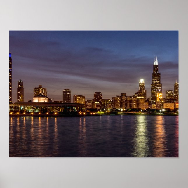 Chicago Cityscape Night New Poster (Front)