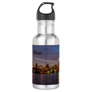 Chicago Cityscape Night New Stainless Steel Water Bottle