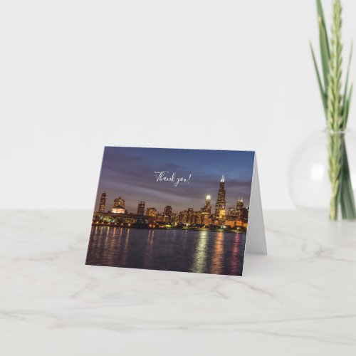 Chicago Cityscape Night Thank You Card