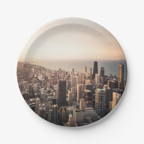 Chicago cityscape paper plates