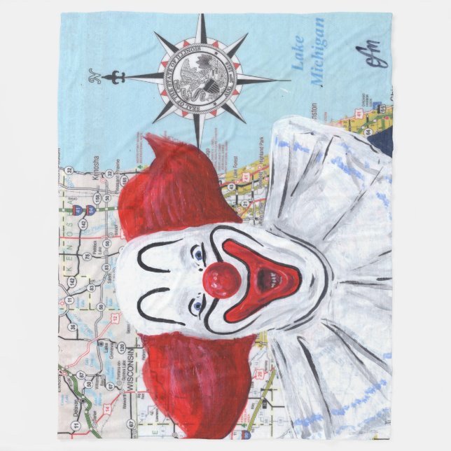 Chicago Clown Fleece Blanket (Front)