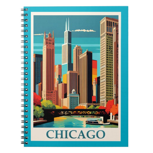 Chicago Colorful Cityscape Notebook (Front)